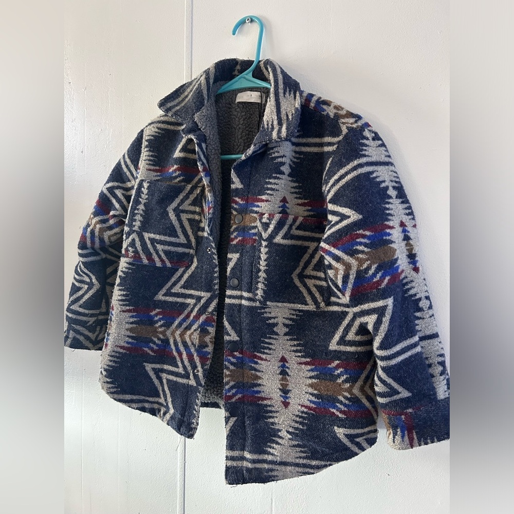 Kids Zara Aztec print fleece lining Shacket